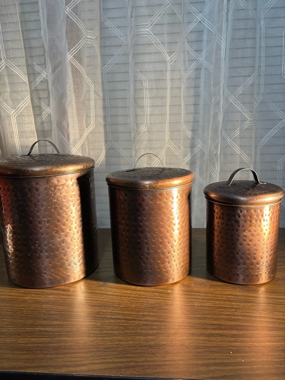 Urban Farms Hammered Copper Canister Set - 3 Piece Kitchen Storage